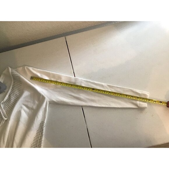 LIV-WHITE WOMENS WHITE V-NECK LONG SLEEVE EMBELISHED RHINESTONES SWEATER SIZE M - Picture 4 of 7